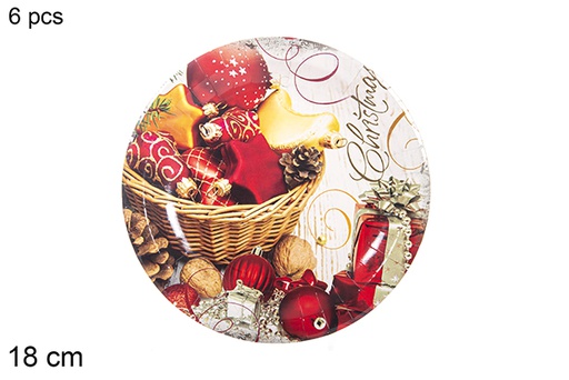 [113984] Pack 6 Christmas decorated paper plates 18 cm  