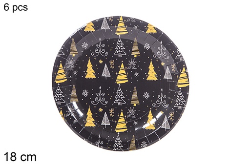 [113986] Pack 6 Christmas decorated paper plates 18 cm 