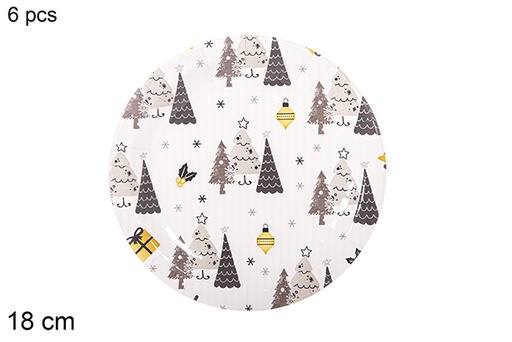 [113988] Pack 6 Christmas decorated paper plates 18 cm  