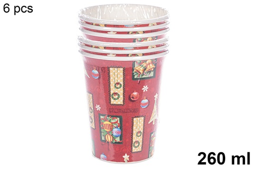 [113997] Pack 6 bicchieri di carta decorati natalizi  260 ml