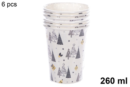 [114000] Pack 6 Christmas paper cups 260 ml