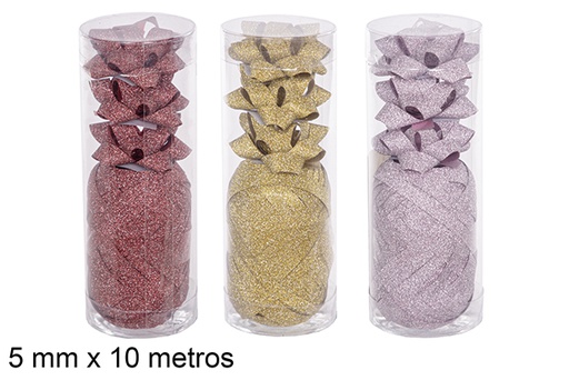 [112457] Fita para presente de Natal com 4 laços em cores sortidas 5 mm x 10 m.