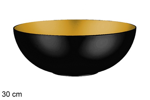 [113130] Recycled plastic Christmas bowl black/gold 30 cm