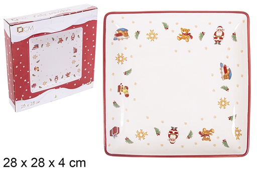 [113156] Square ceramic tray Christmas figures 28 cm