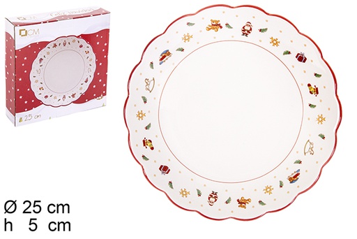 [113189] Round ceramic tray with Christmas figures 25 cm