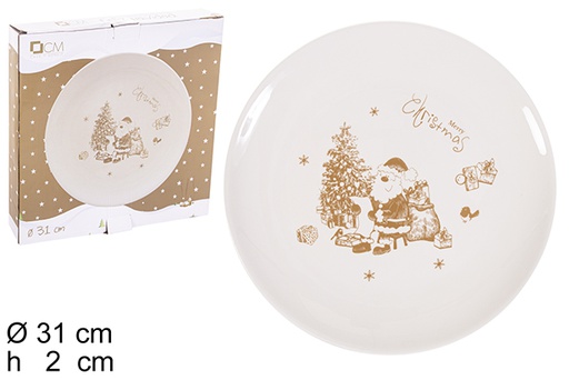 [113203] Ceramic Christmas plate gold New 31 cm