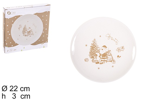 [113207] NEW GOLD CHRISTMAS CERAMIC CAKE PLATE