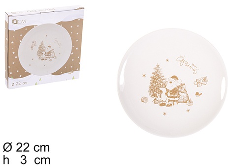 [113207] Portapranzo natalizio in ceramica color oro New 22 cm