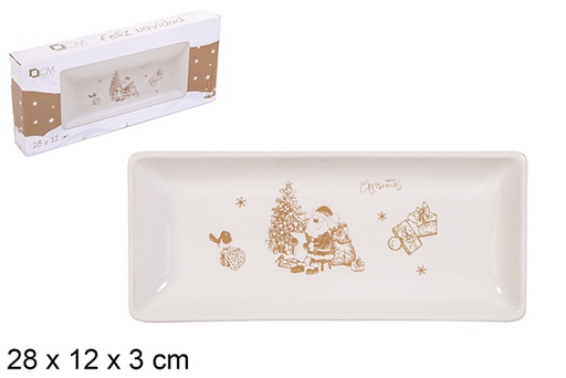 [113209] Bandeja ceramica navidad oro new 28x12cm