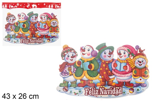 [113397] Bonecos de neve de Natal decoram janela 43x26 cm