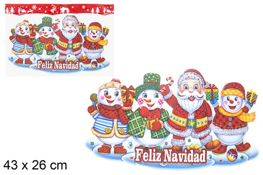 [113399] Papai Noel/boneca de neve Natal decora janela 43x26 cm