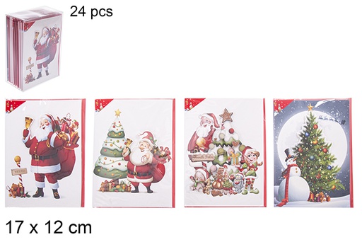 [113421] Cartolina natalizia assortita di Babbo Natale 17x12 cm