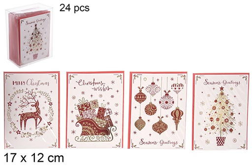 [113425] Assorted golden Christmas psotcard 17x12 cm  