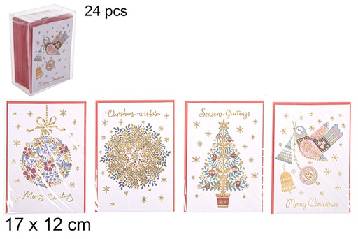 [113426] Assorted golden Christmas postcard 17x12 cm