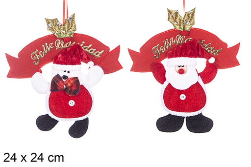 [113435] Santa Claus Christmas pendant decorated assorted 21x24 cm