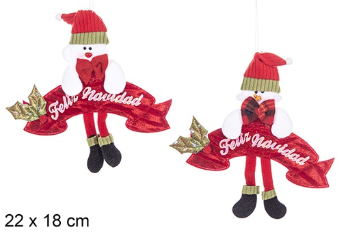 [113437] Santa Claus Christmas pendant decorated assorted 22x18 cm