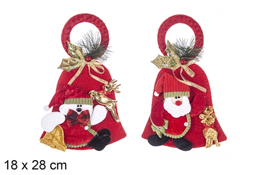 [113442] Pendentif cloche de Noël décoré 18x28 cm 