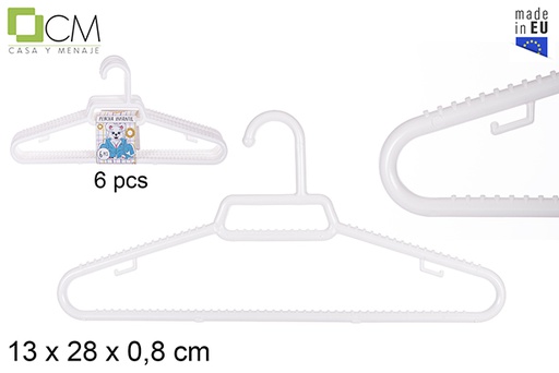 [112297] Pack 6 perchas plástico blanco infantil  