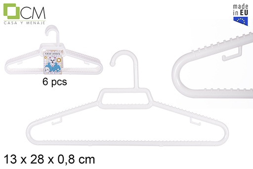 [112297] Pack of 6 plastic white hangers infantile