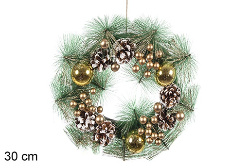 [114114] Gold Christmas wreath 30 cm 