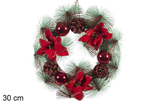 [114117] Christmas wreath red balls 30 cm