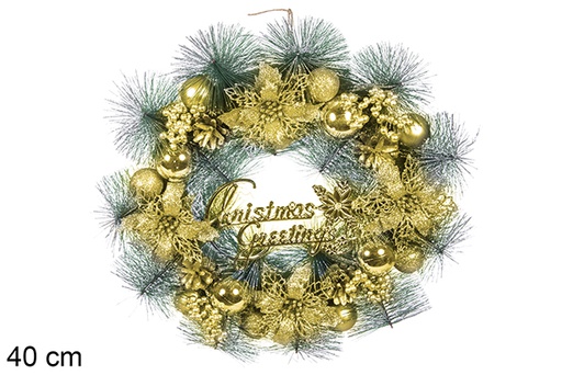 [114122] Gold Christmas wreath 40 cm 