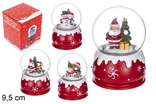 [114147] Boule d'eau de Noël lumineuse assortis 9,5 cm