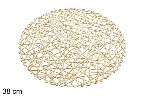 [206438] Gold braided round PVC trivet 38 cm