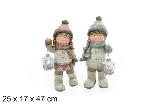 [206468] Figura cerámica Navidad niño/niña 25x17 cm