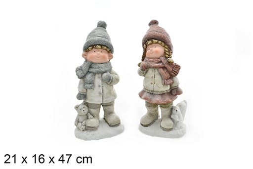 [206470] Ceramic figure Christmas boy/girl 21x16 cm