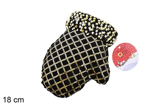 [206504] Pingente luva decorado dourado/preto 18 cm