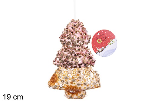 [206513] Ciondolo albero decorato con paillettes rosa/rosa chiaro 19 cm