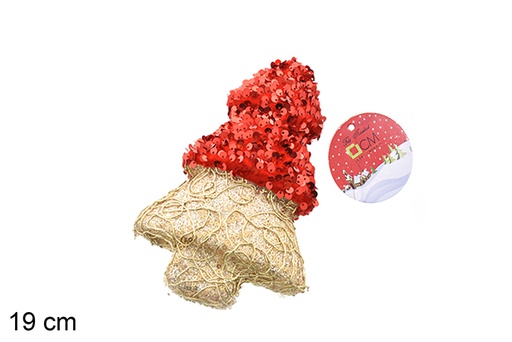 [206517] Ciondolo albero decorato con paillettes rosso/oro 19 cm