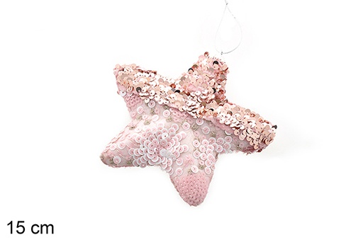 [206556] Pingente estrela decorado com lantejoulas rosa/rosa claro 15 cm