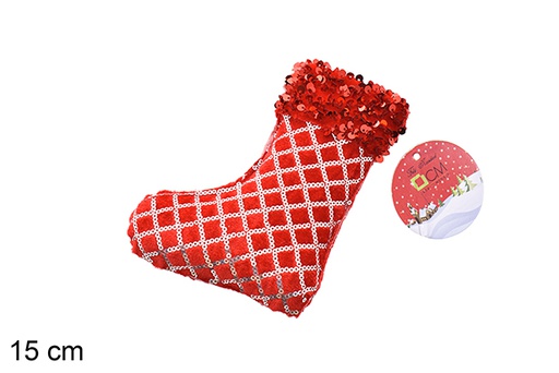 [206564] Ciondolo stivale decorato con paillettes rosse 15 cm