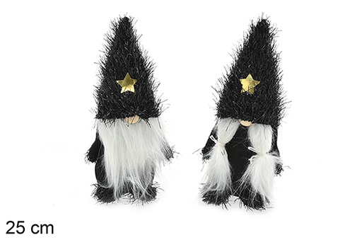 [206926] Duende Navidad negro con estrella oro 25 cm