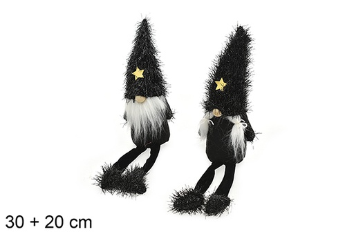 [206935] Duende Navidad negro con patas estrella oro 30+20 cm