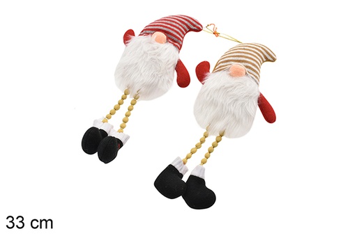 [206962] Lutin de Noël blanc/rouge avec pattes 33 cm