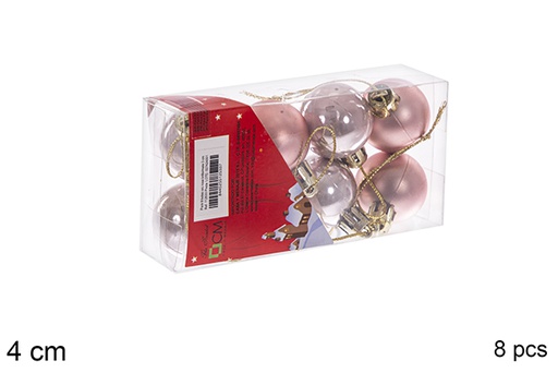 [112533] Pack 8 boules or rose brillantes/mates 3 cm