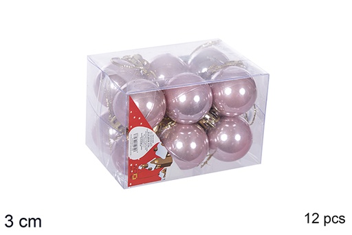 [112537] Pack 12 shiny rose gold bauble 3 cm