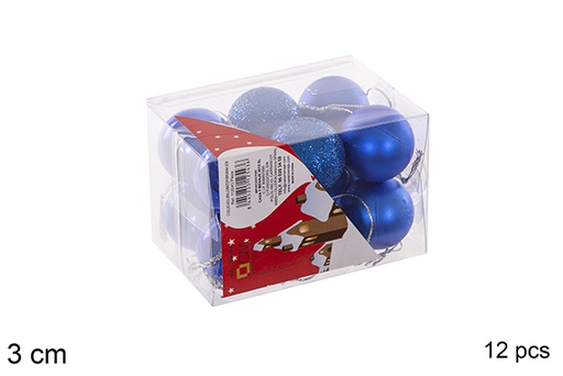[112543] Pack 12 palline blu lucide/opache/glitterati 3 cm