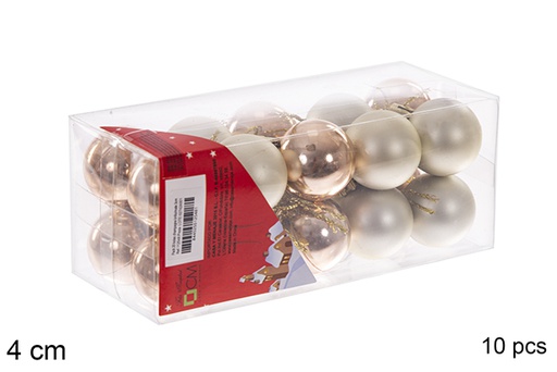 [112548] Pack 20 boules champagne brillantes/mates 4 cm