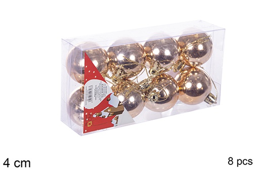 [112560] Pack 8 champagne shiny bauble 4 cm