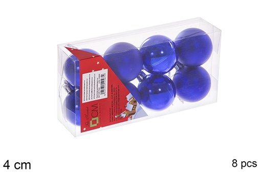 [112567] Pack 8 palline blu lucide/opache  4 cm