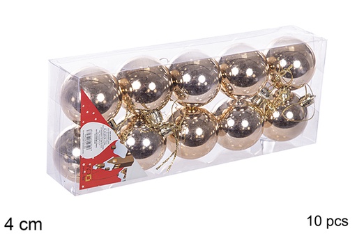 [112568] Pack 10 bolas champagne brillo 4 cm