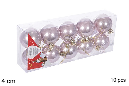 [112569] Pack 10 bolas ouro rosa brilhantes 4 cm