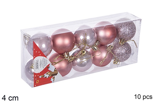 [112573] Pack 10 bolas ouro rosa brilhantes/foscas 4 cm