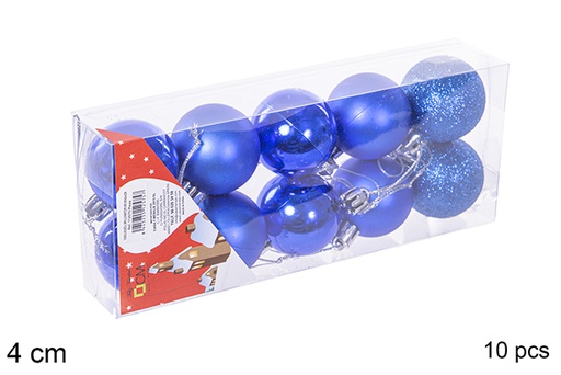 [112575] Pack 10 shiny/matte/glitter blue bauble 4 cm