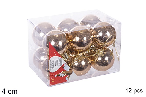 [112576] Pack 12 boules  champagne brillantes 4 cm