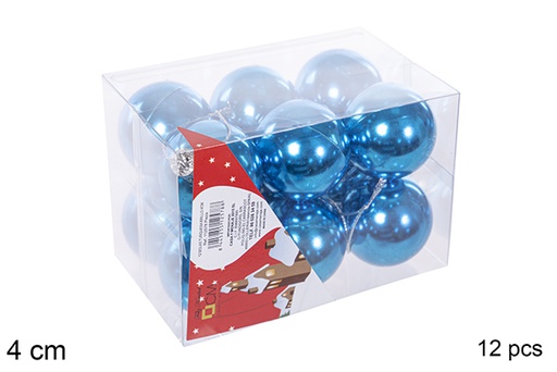 [112578] Pack 12 boules turquoise brillantes 4 cm